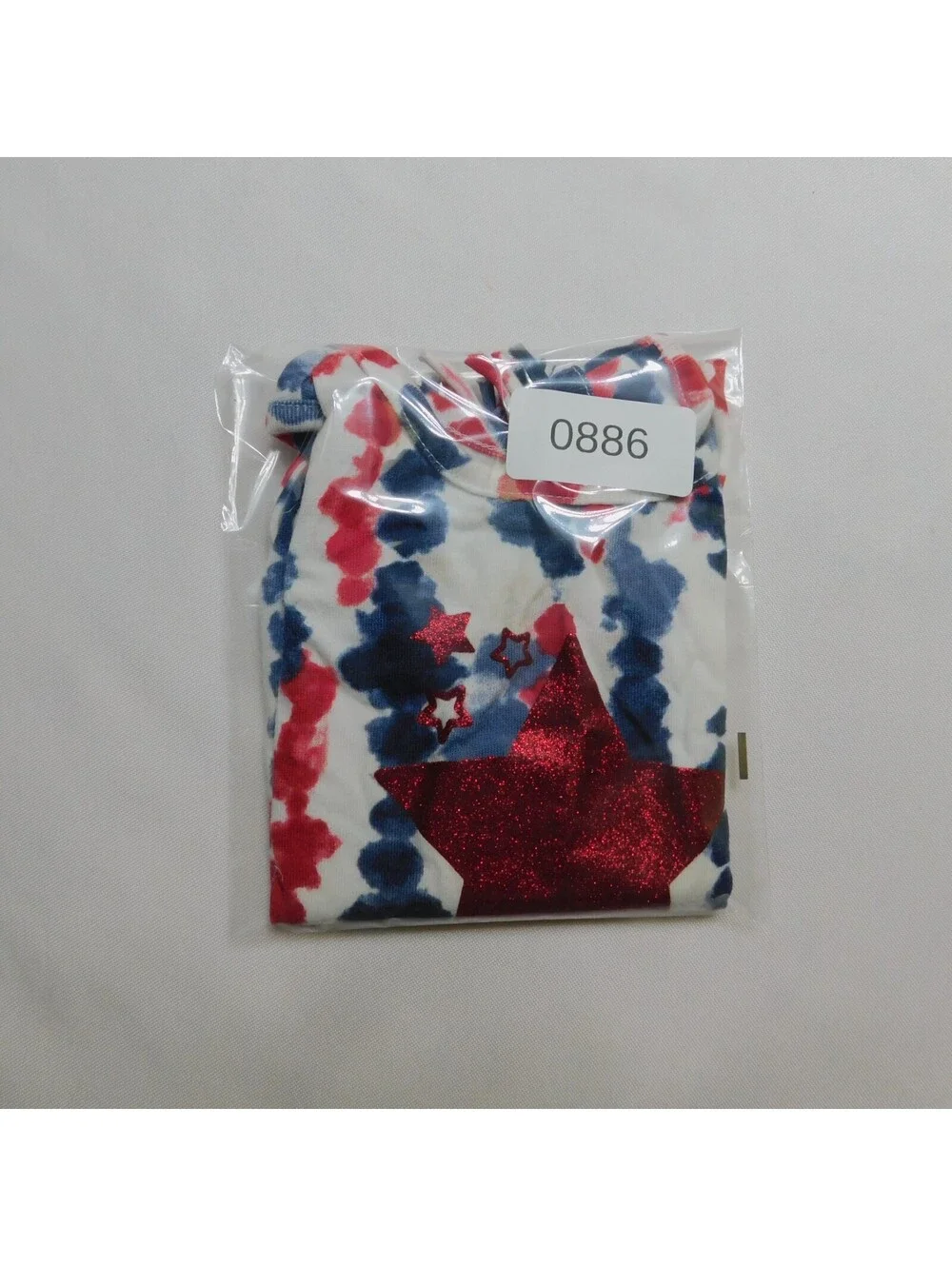 Way To Celebrate Patriotic Girls Tank Top Size 18M Red White Blue Tie Dye Fringe